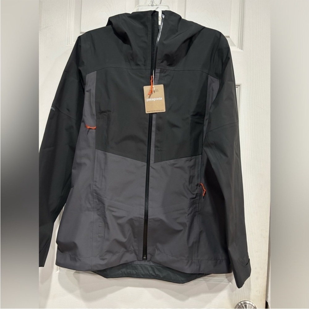 Patagonia Women's L Large Boulder Fork Rain Jacket Forge Grey Black Nwt